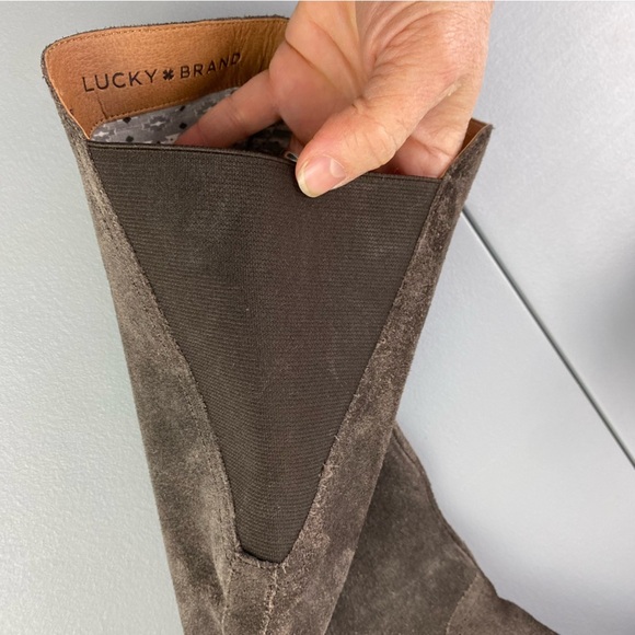 Lucky Brand - Women's Taupe Hanover Suede Riding Under Knee Boots - Size: 7.5M - Picture 4 of 11